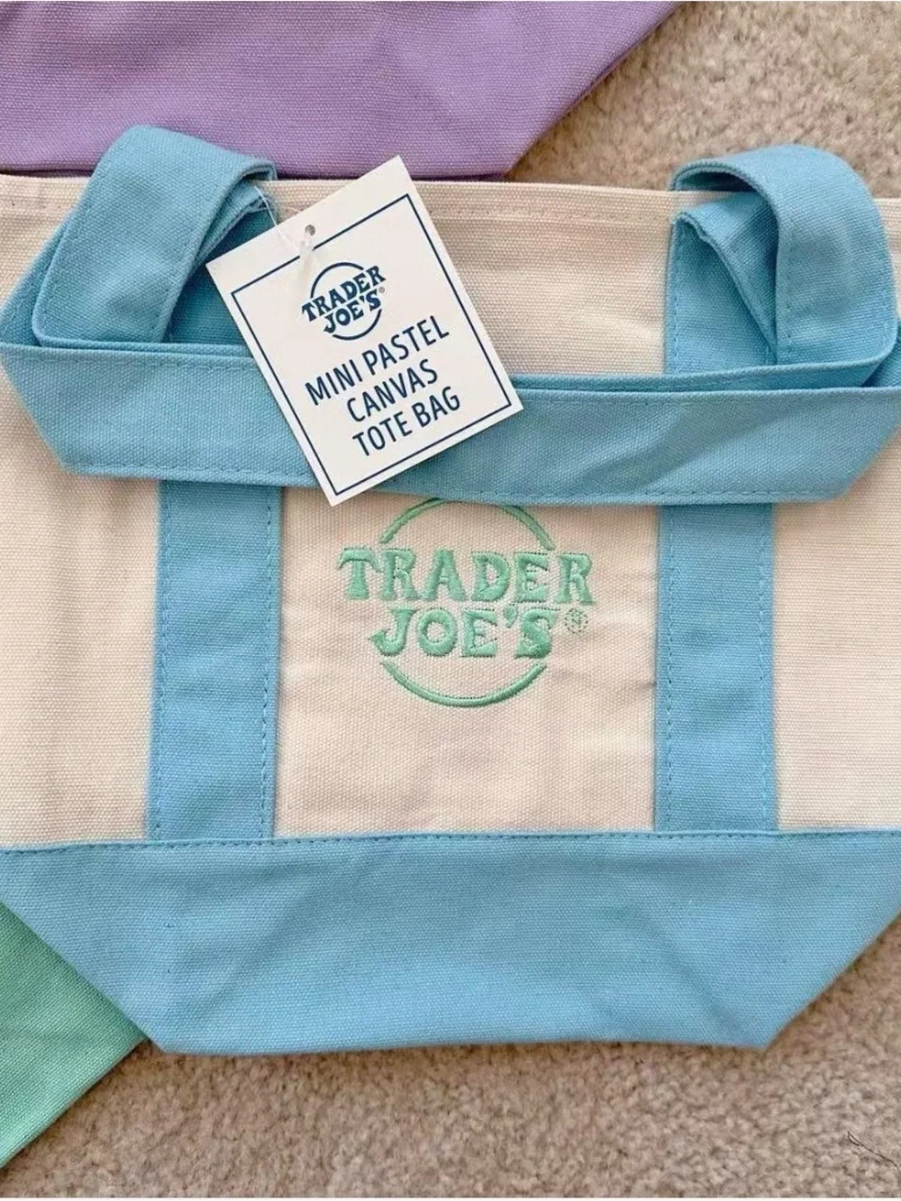 Trader Joe'S Mini Pastel Canvas Tote Bag